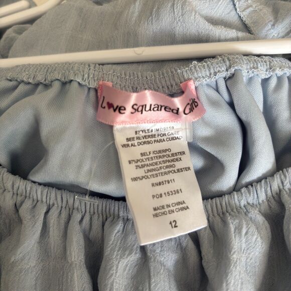 Love Squared Girls Fully Lined Baby Blue Cottage Core Ruffle Dress Size 12 #M - Picture 5 of 6